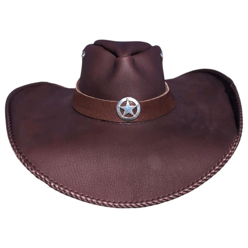 Leather Hats With Braided Trim And Eyelets