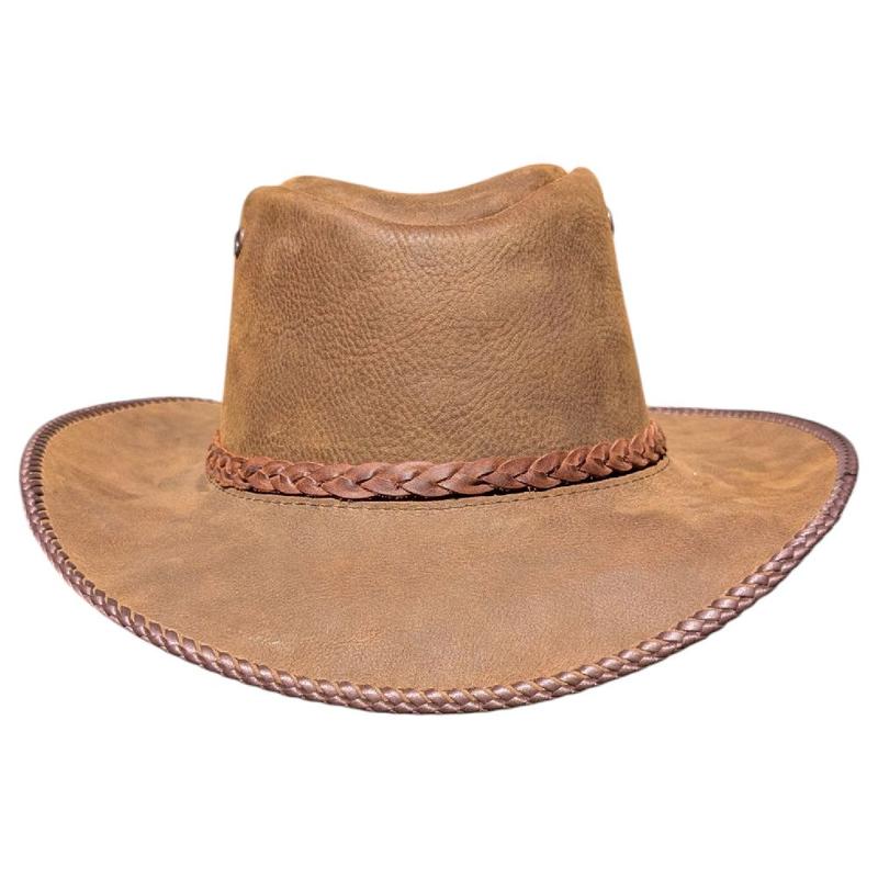 Leather Hats With Braided Trim And Eyelets