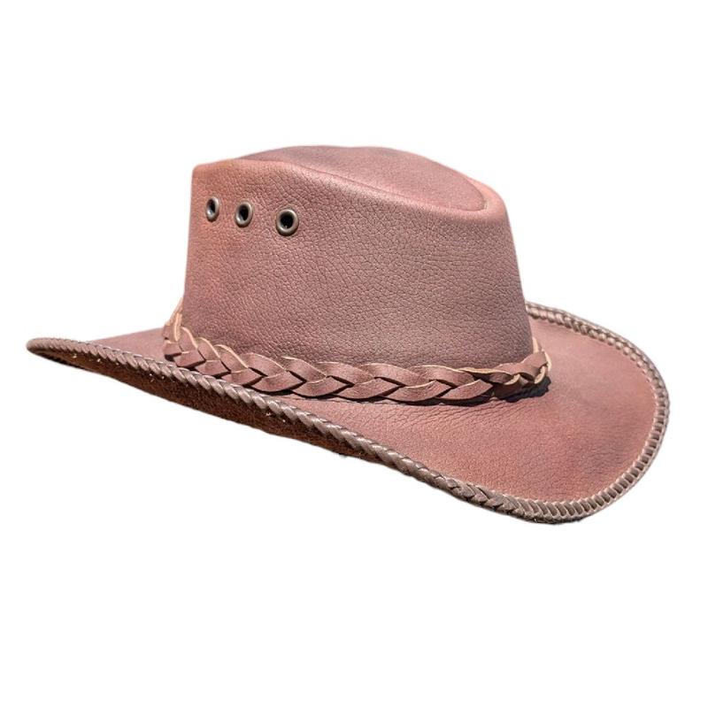 Leather Hats With Braided Trim And Eyelets
