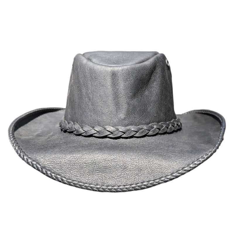 Leather Hats With Braided Trim And Eyelets