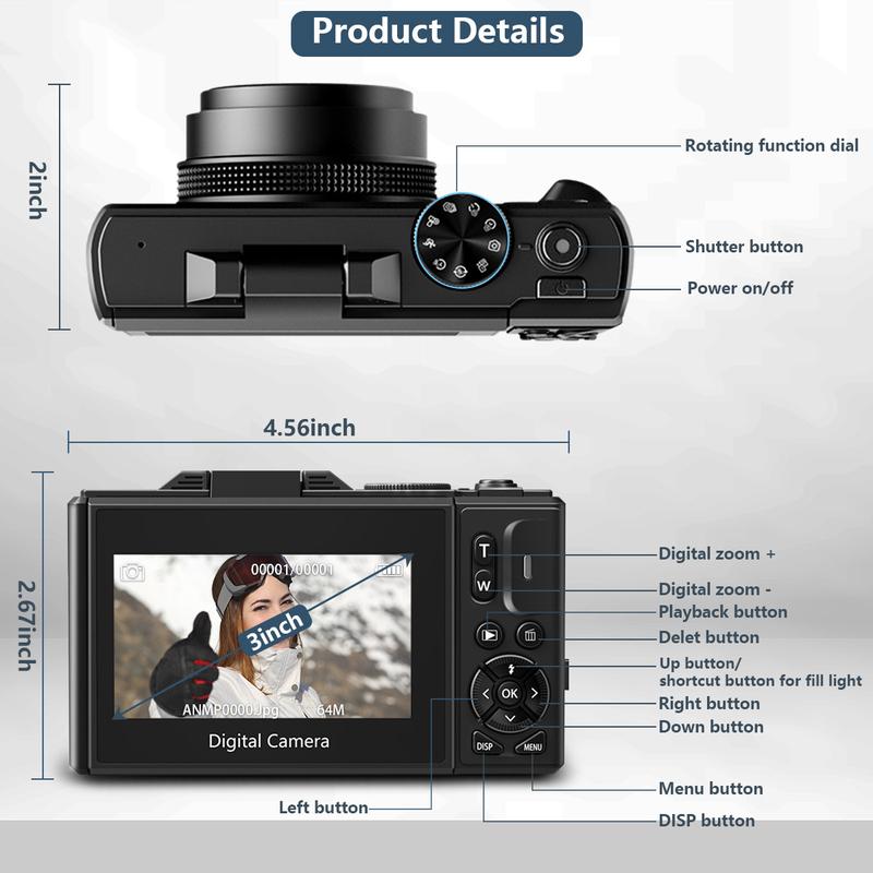 4K Digital Camera With 64MP