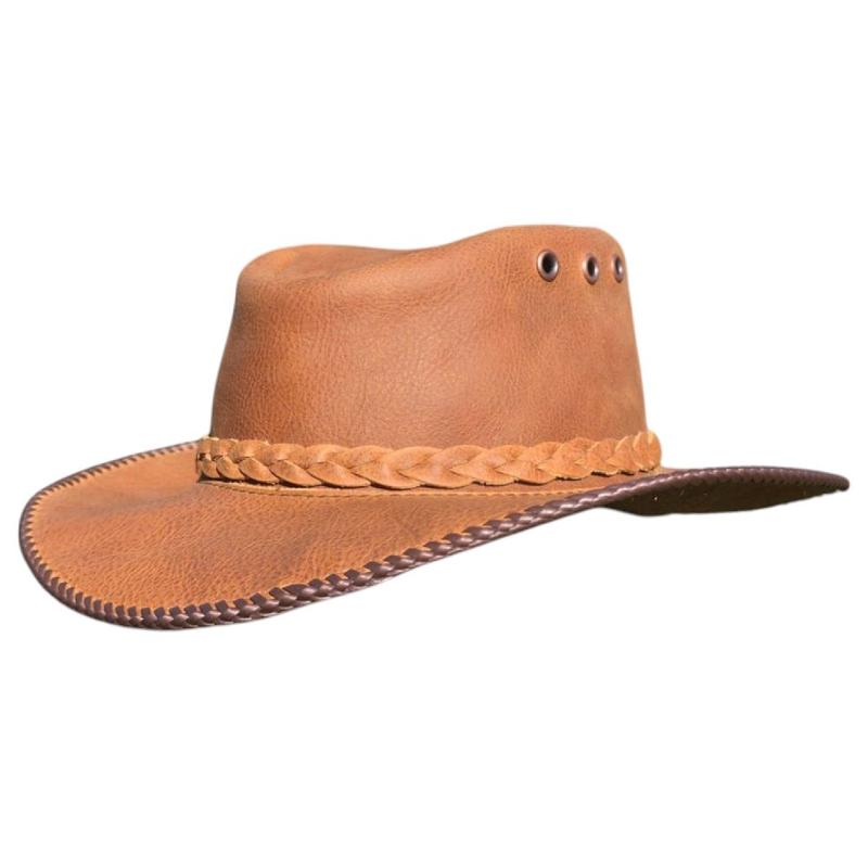 Leather Hats With Braided Trim And Eyelets