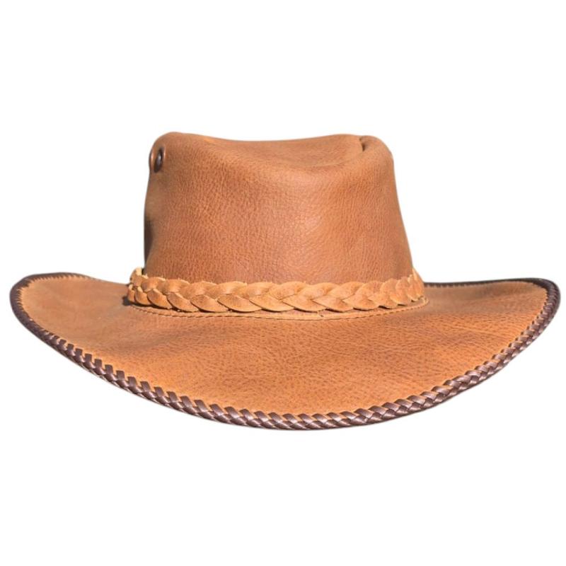 Leather Hats With Braided Trim And Eyelets