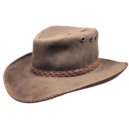 Leather Hats With Braided Trim And Eyelets